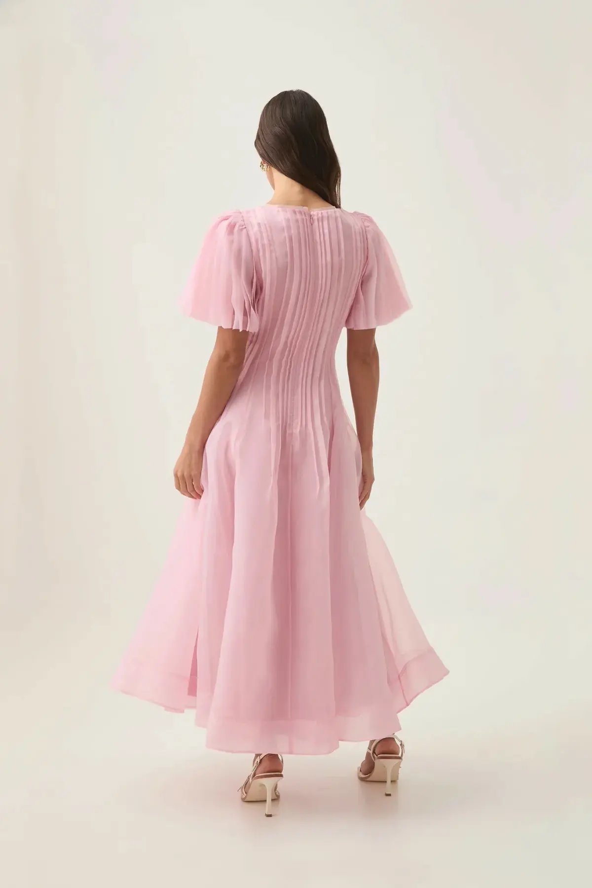 Aje Nova Pleated Midi Dress Chalk Pink Size AU 14 photo 3
