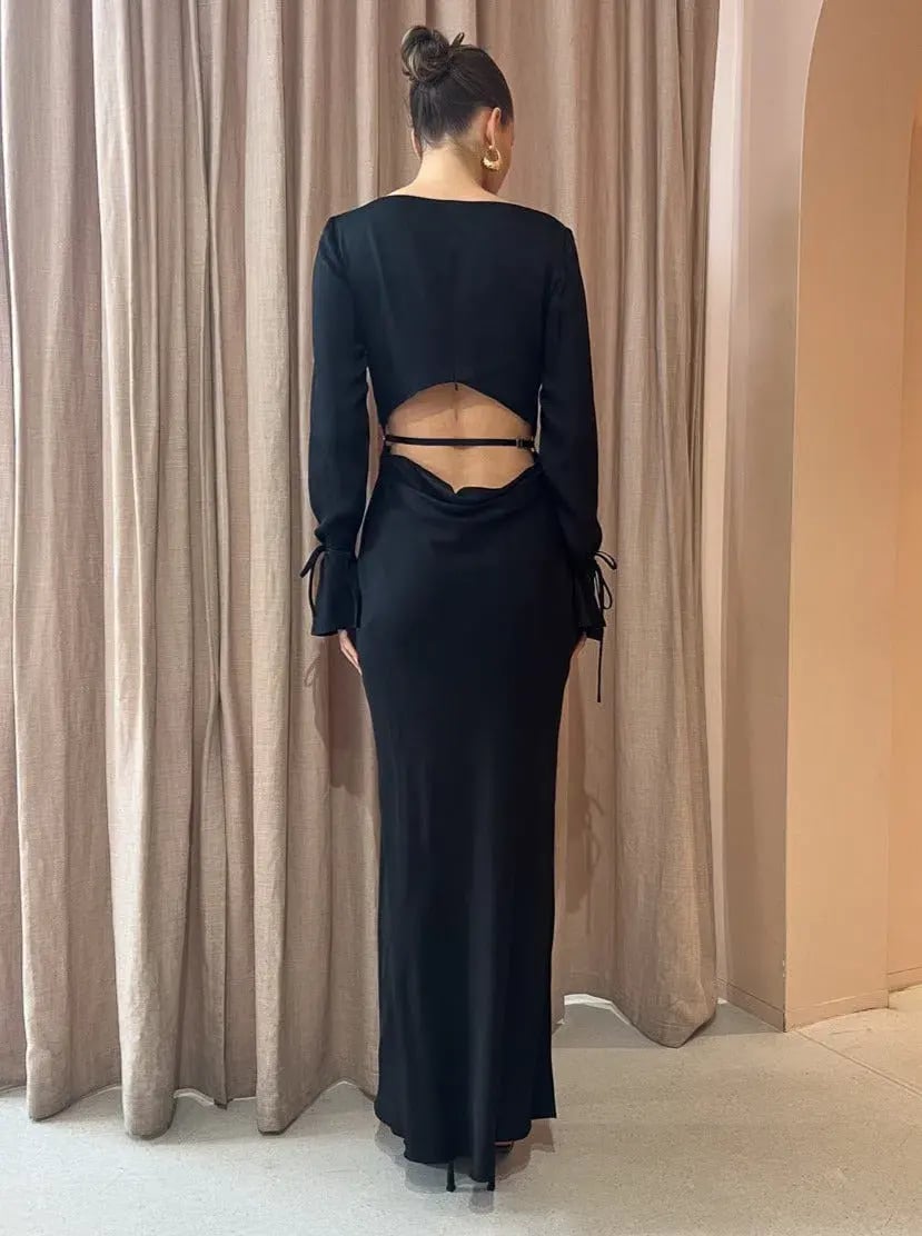 Bec & Bridge Diamond Days Long Sleeve Maxi Dress in Black Size 10 / M photo 5