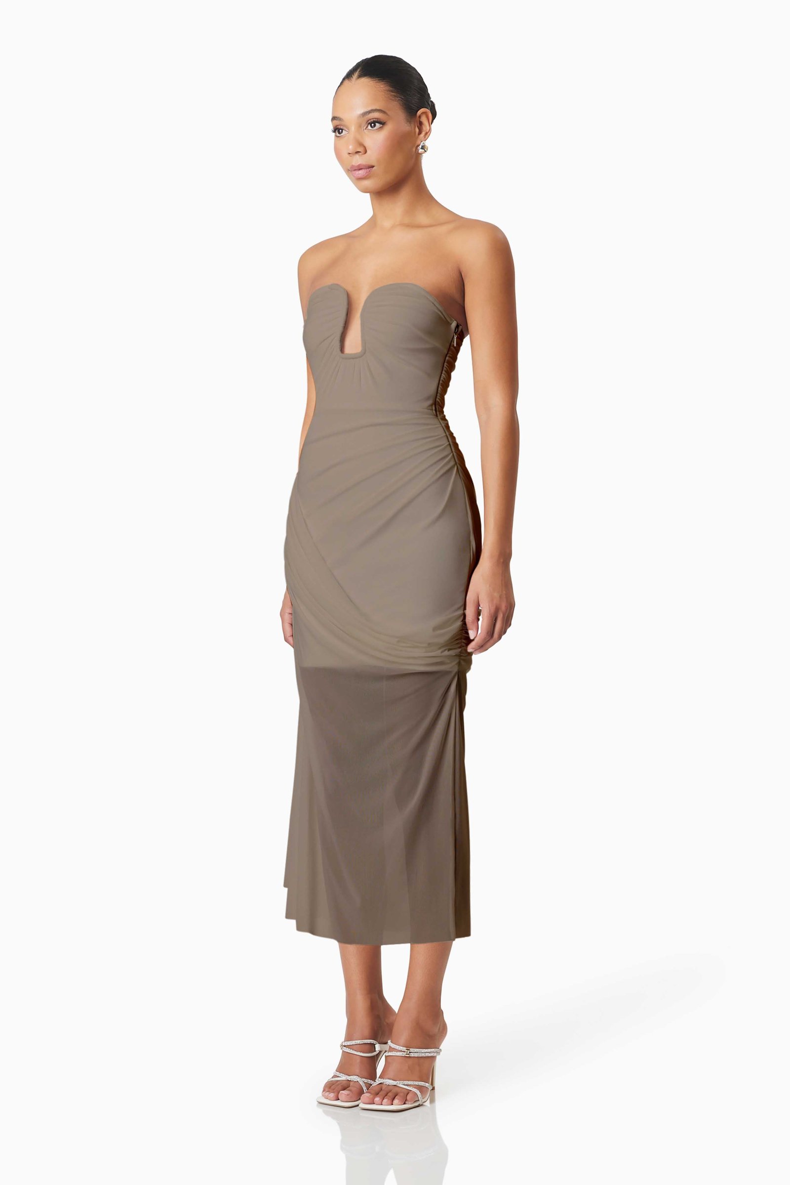ELLIATT PHOEBE MIDI DRESS - MUSHROOM photo 6