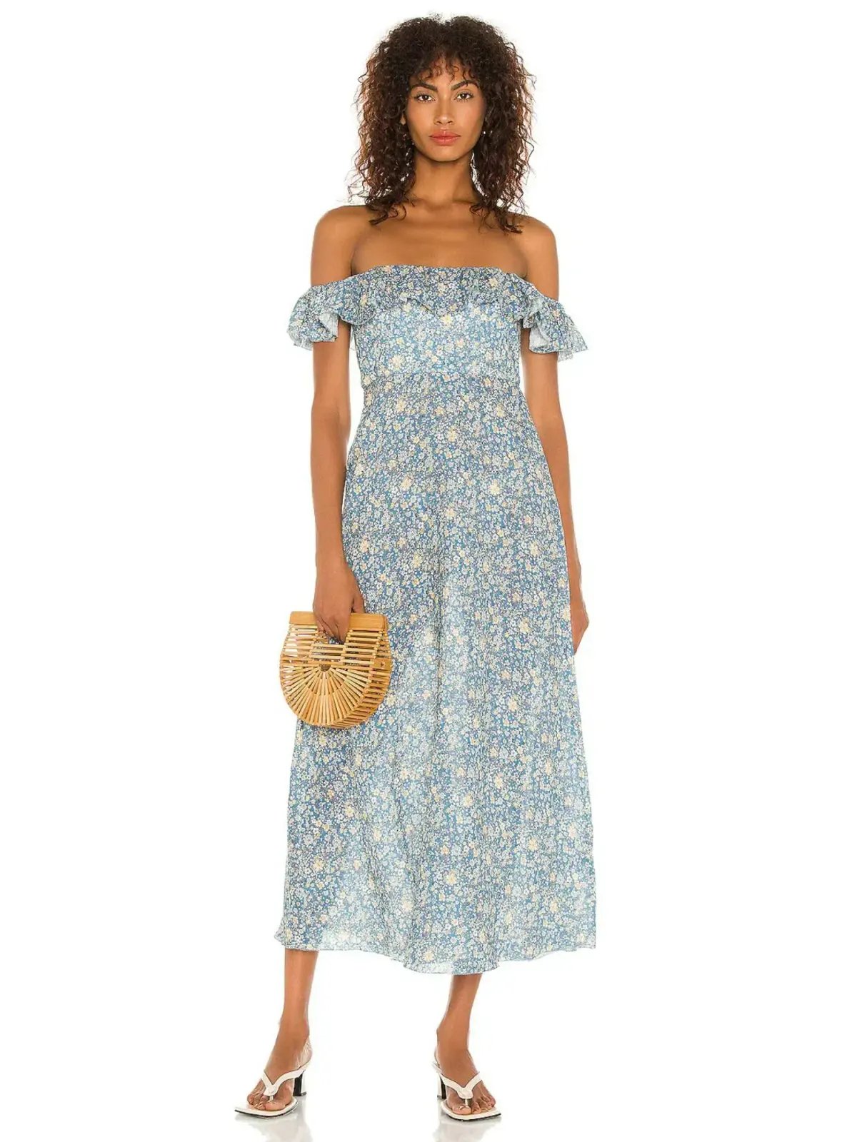 Zimmermann Carnaby Ruffle Floral Midi Dress Blue Floral Size 3 / AU 14 photo 2