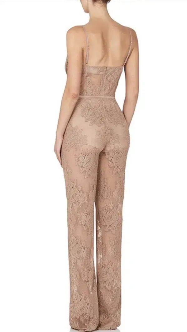 MISHA Hayden Lace Pantsuit Mocha Brown Size 8 photo 2