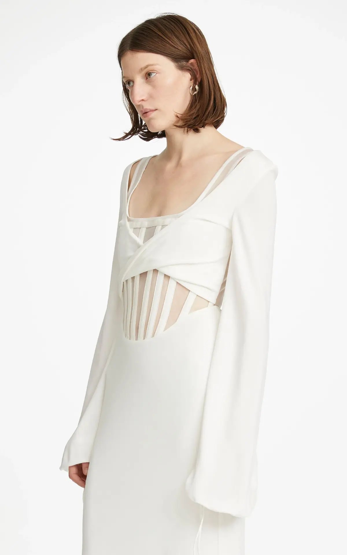 Dion Lee Viscose Jersey Twist Corset Dress White Size 6 photo 3