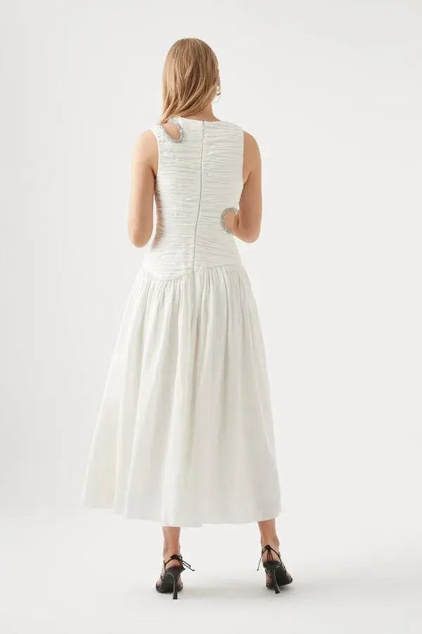 Aje Jolie Abstract Cut Out Midi Dress Ivory Size AU 10 photo 2