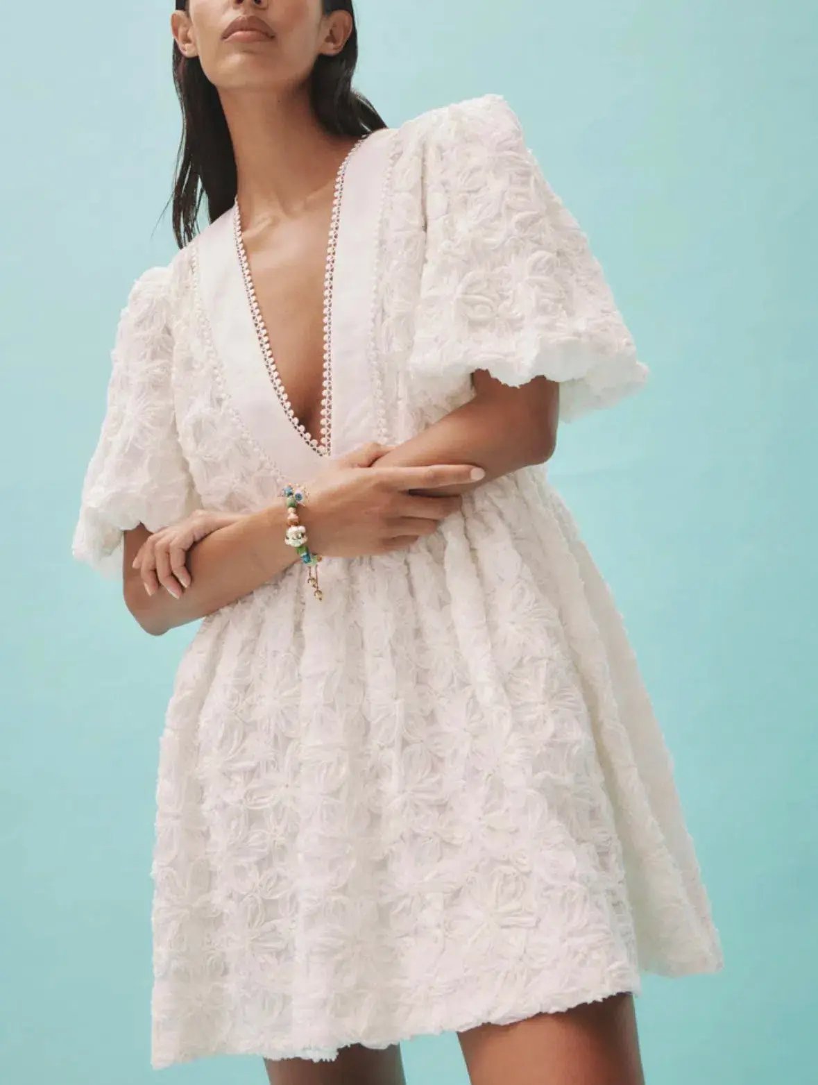 Alemais Iggy Embroidered Mini Dress White  Size 16 photo 6