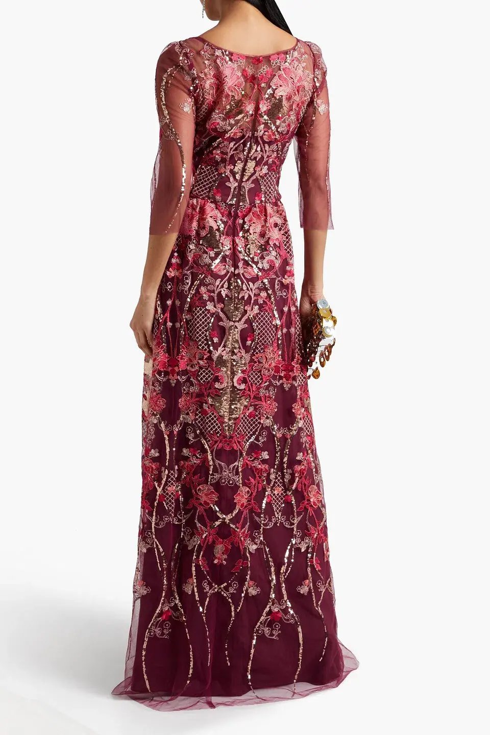 Marchesa Notte Embellished Tulle Gown Red Size 8 photo 2
