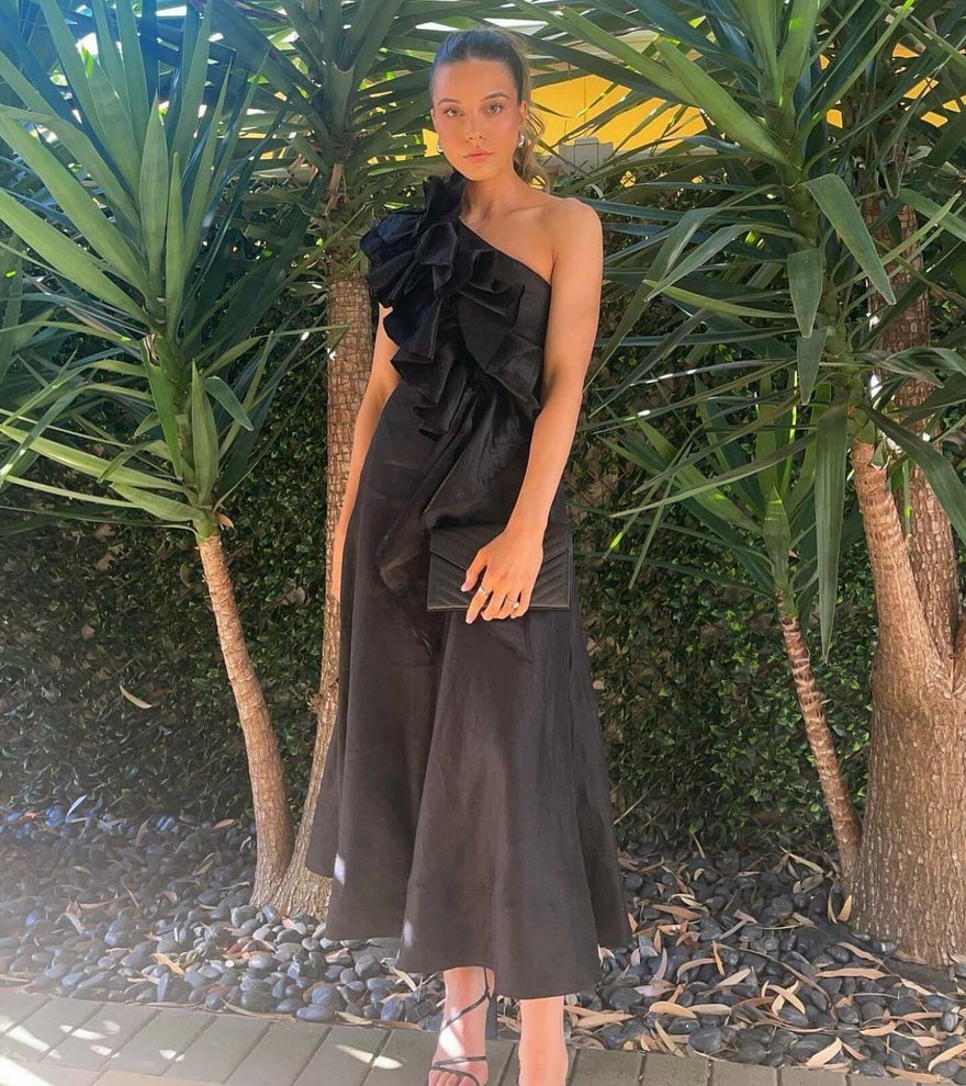Aje Adelia Ruffle Midi Dress | Black photo 2