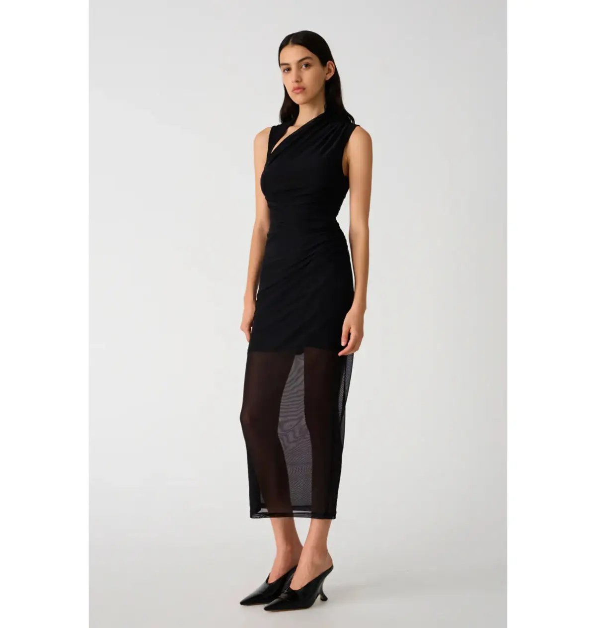 Misha Tillie Mesh Midi Dress in Black Size 6 photo 3