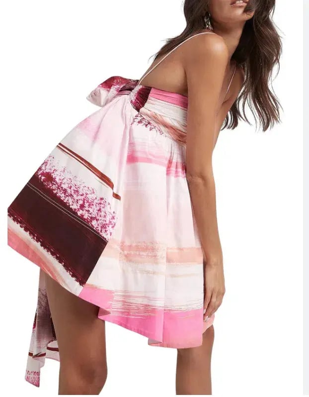 Aje Kasbah Sunset Stripe Ruched Bow Back Mini Dress Multi Size 6 photo 5