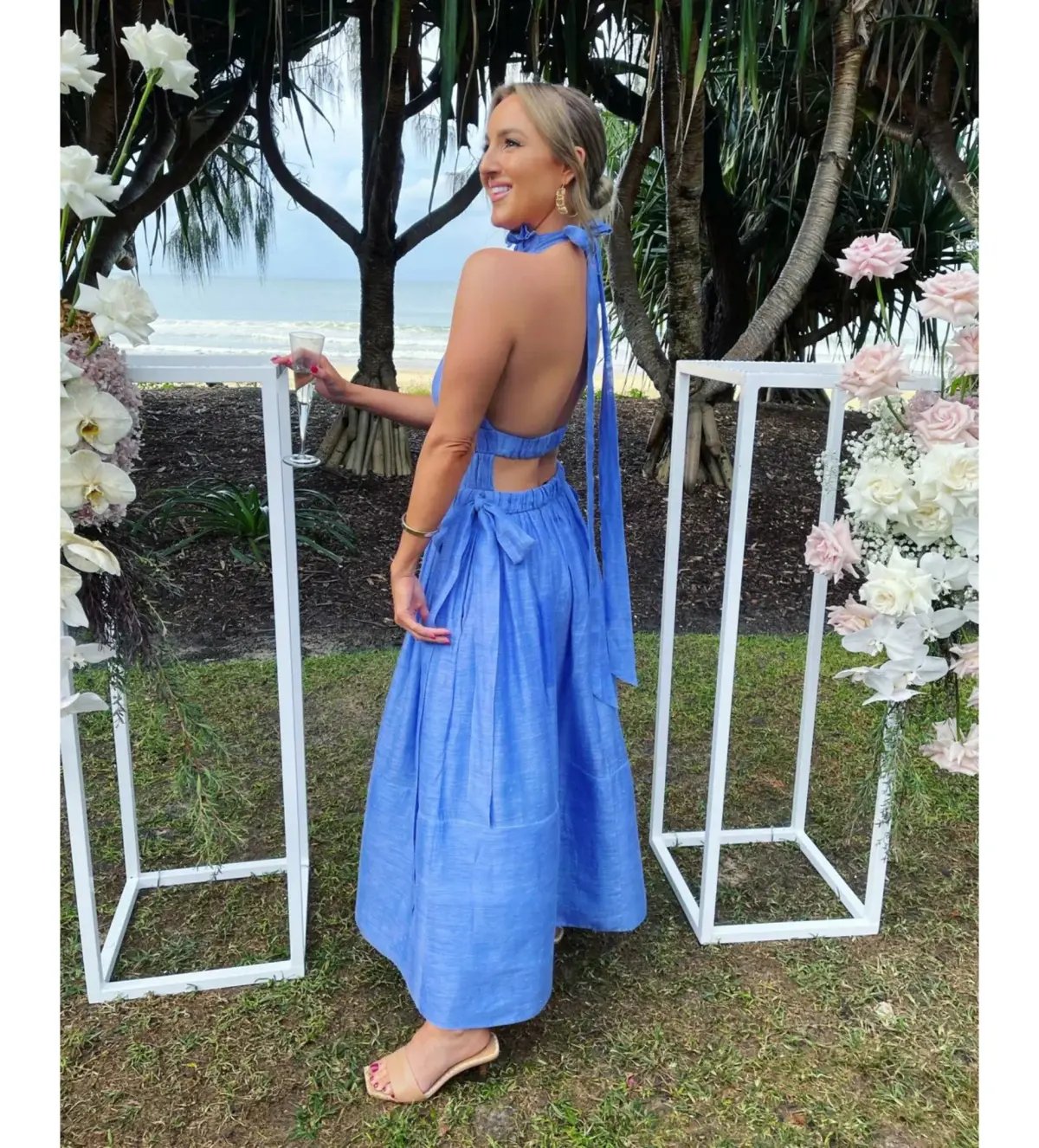 Zimmermann Luminous Halter Gown Cornflower Size 2 AU 12 photo 4