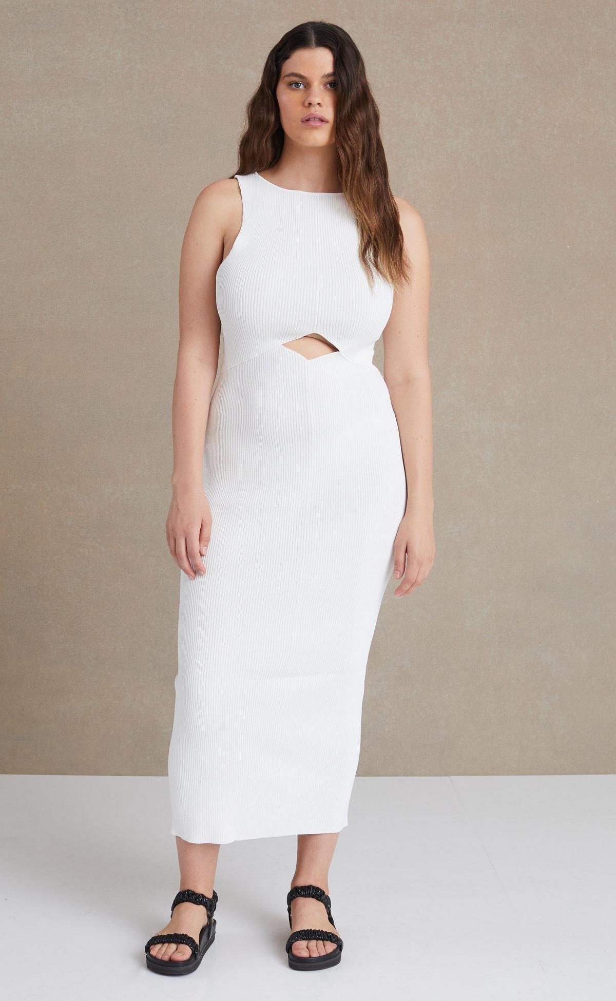 Bec & Bridge Versailles Sleeveless Knit Midi Dress White Size 8 photo 3