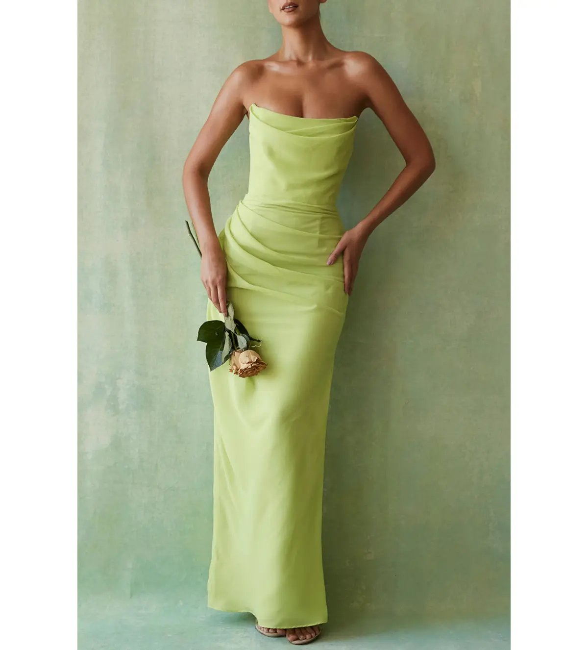 House of CB  Adriene Lime Strapless Gown Lime Size L/Au 12 photo 3