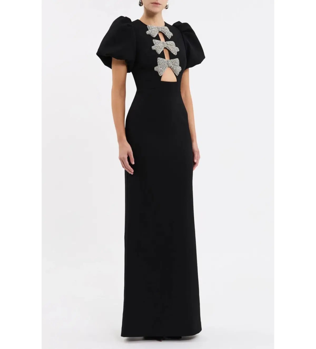 Rebecca Vallance Violetta Puff Sleeve Gown Maxi Black Size AU 12 photo 2