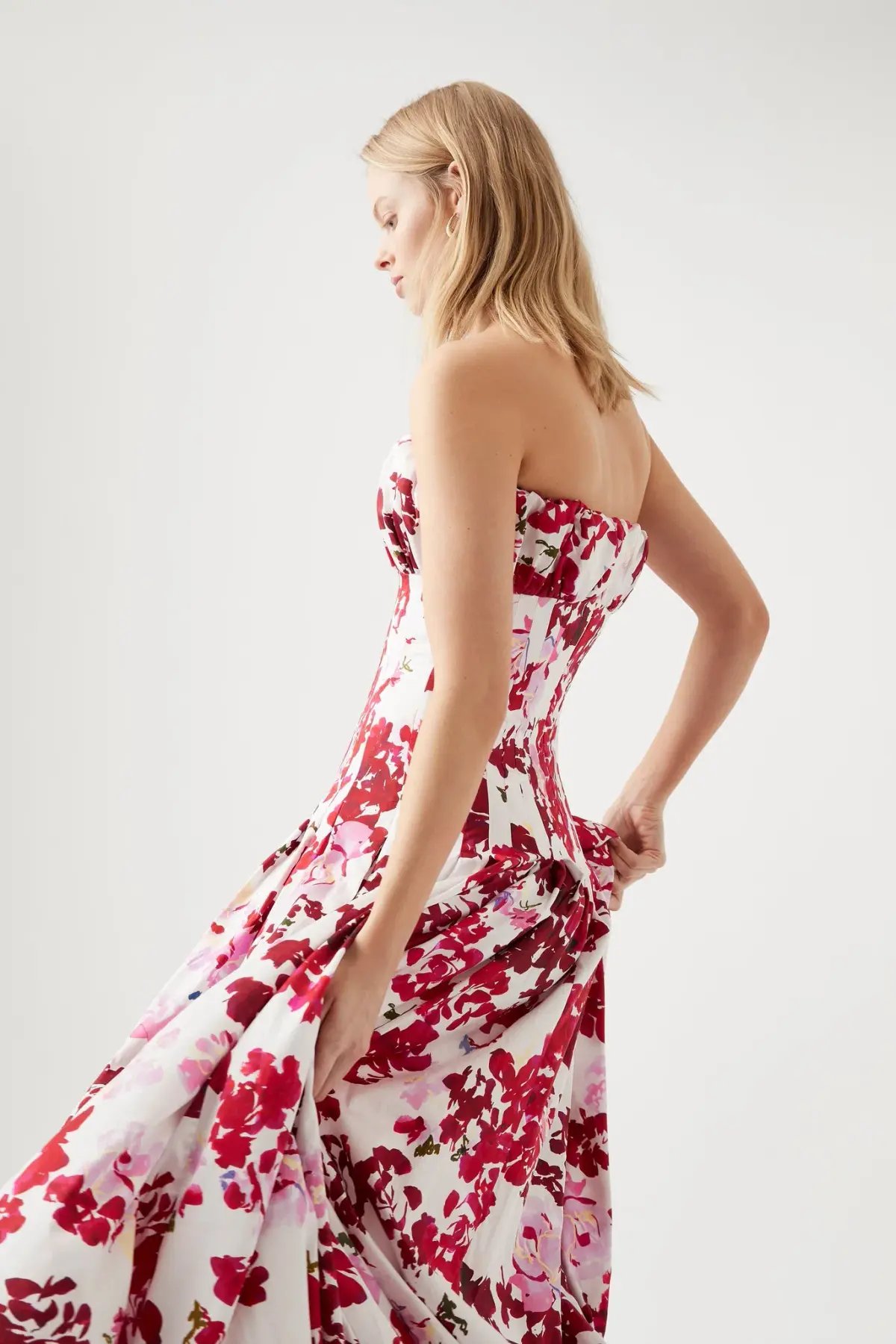 Aje  Mathilde Bubble Hem Midi Dress Roses Of Provence Print Size 6 photo 2