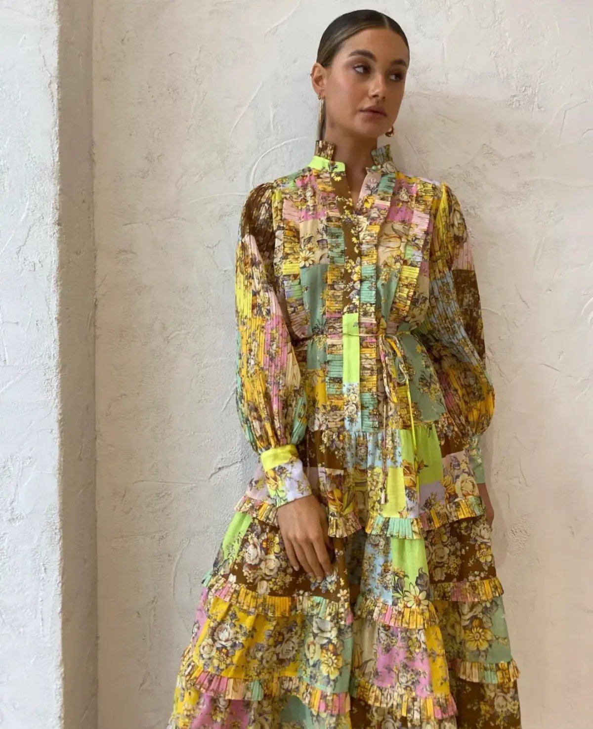 Alemais Matilde Pleat Shirt Dress Multi Size 10 photo 3