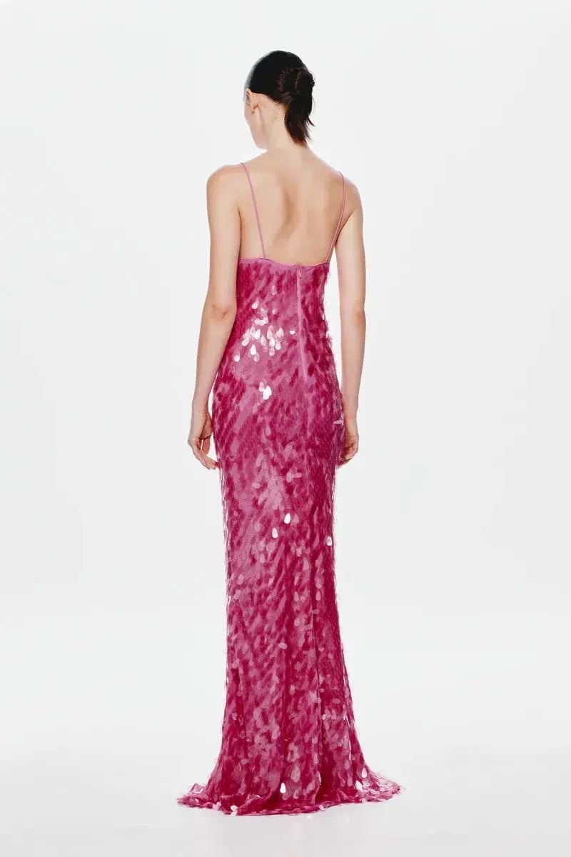 MISHA Sapphire Sequin Maxi Dress Fuchscia Size 8 photo 4