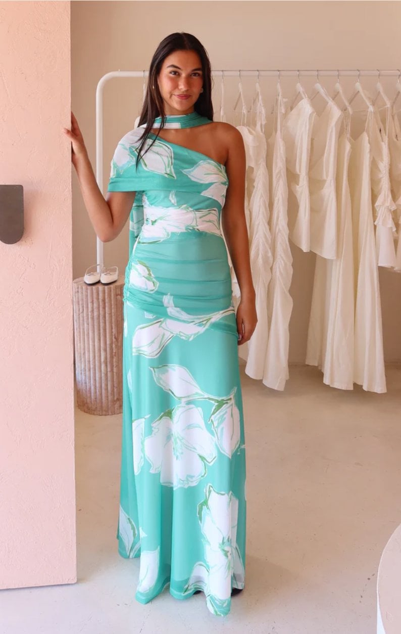 By Nicola Fiesta Off ShoulderMaxi in Verde Fleur photo 2