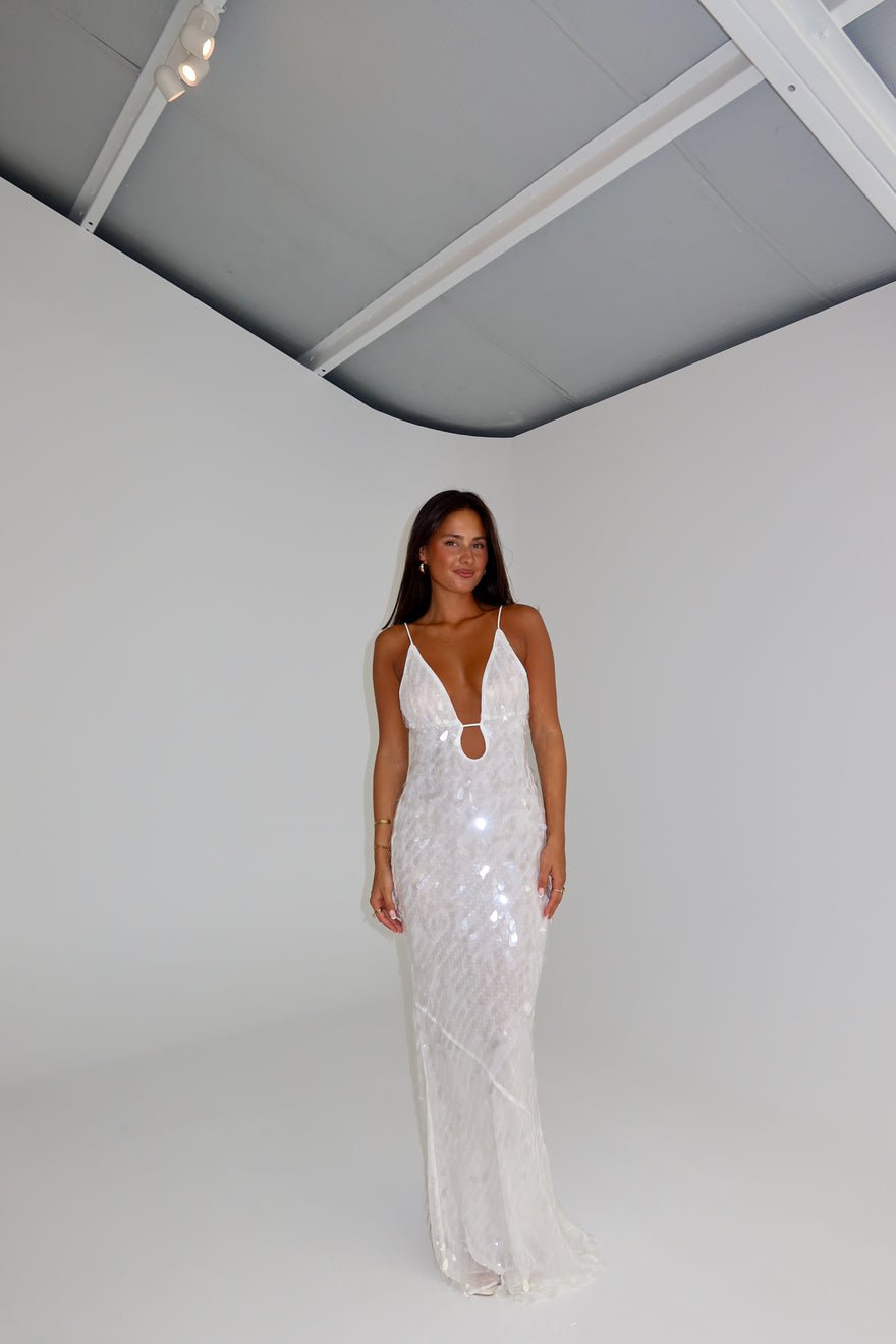 Misha Collection Sapphire Sequin Maxi Ivory photo 3
