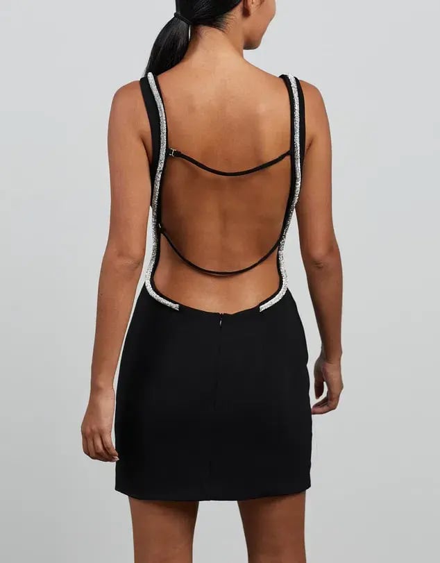 Nicola Finetti Short Rhinestone Dress Black Size 6 photo 5