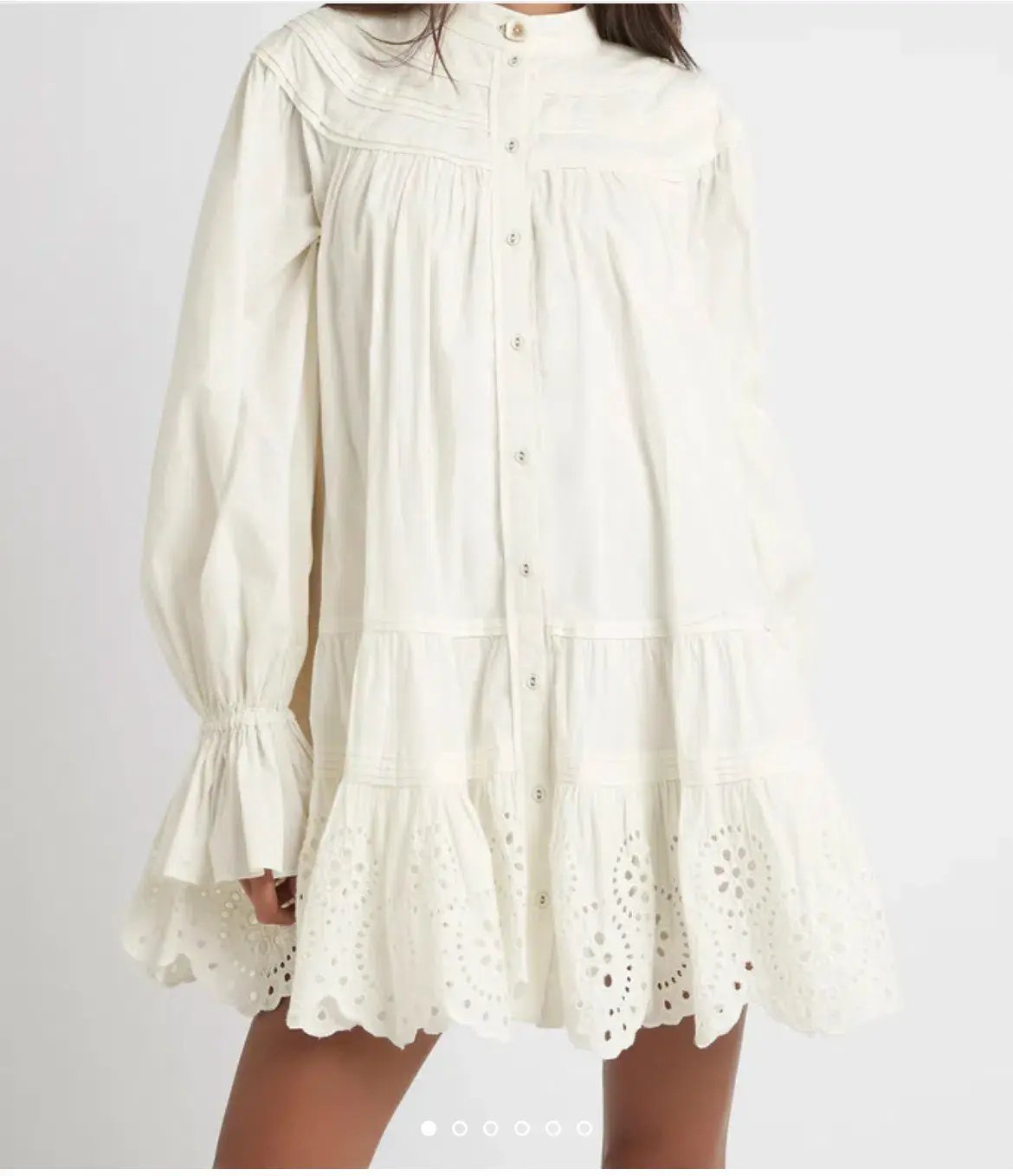 Aje Salita Longsleeve Broderie Smock Dress Ivory Size 10 photo 3