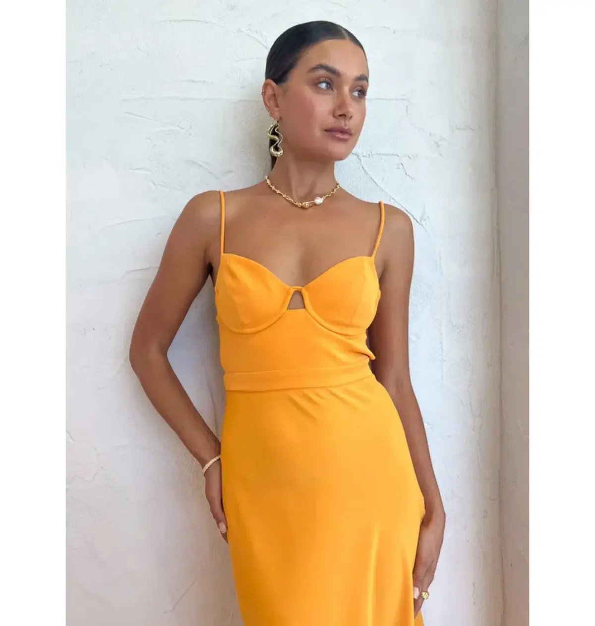 By Johnny Callia Wire Midi Dress In Apricot Orange Size AU 12 photo 3