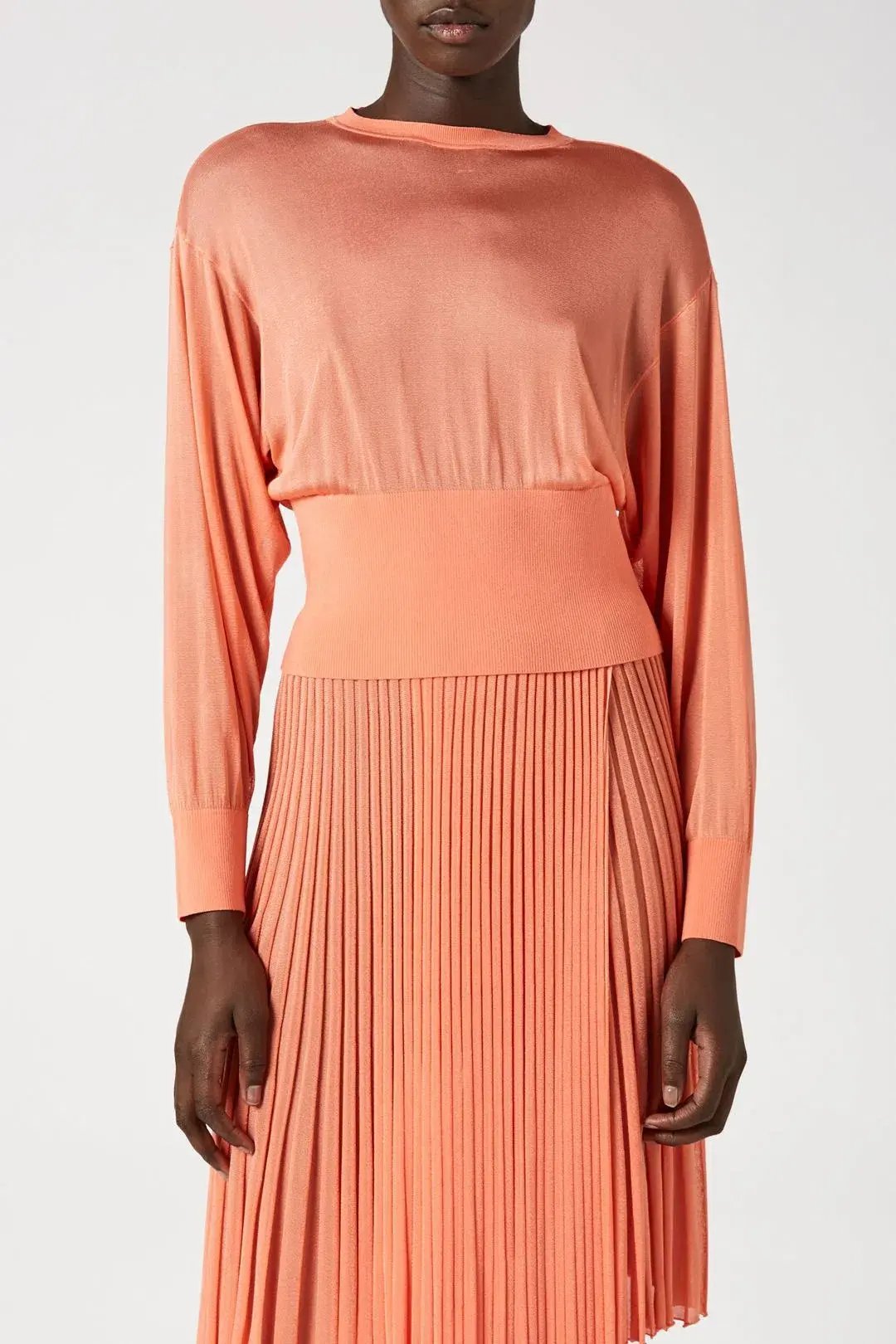 Scanlan Theodore Gloss Knit Sweater and Pleated Skirt Set Orange Size 6 photo 4