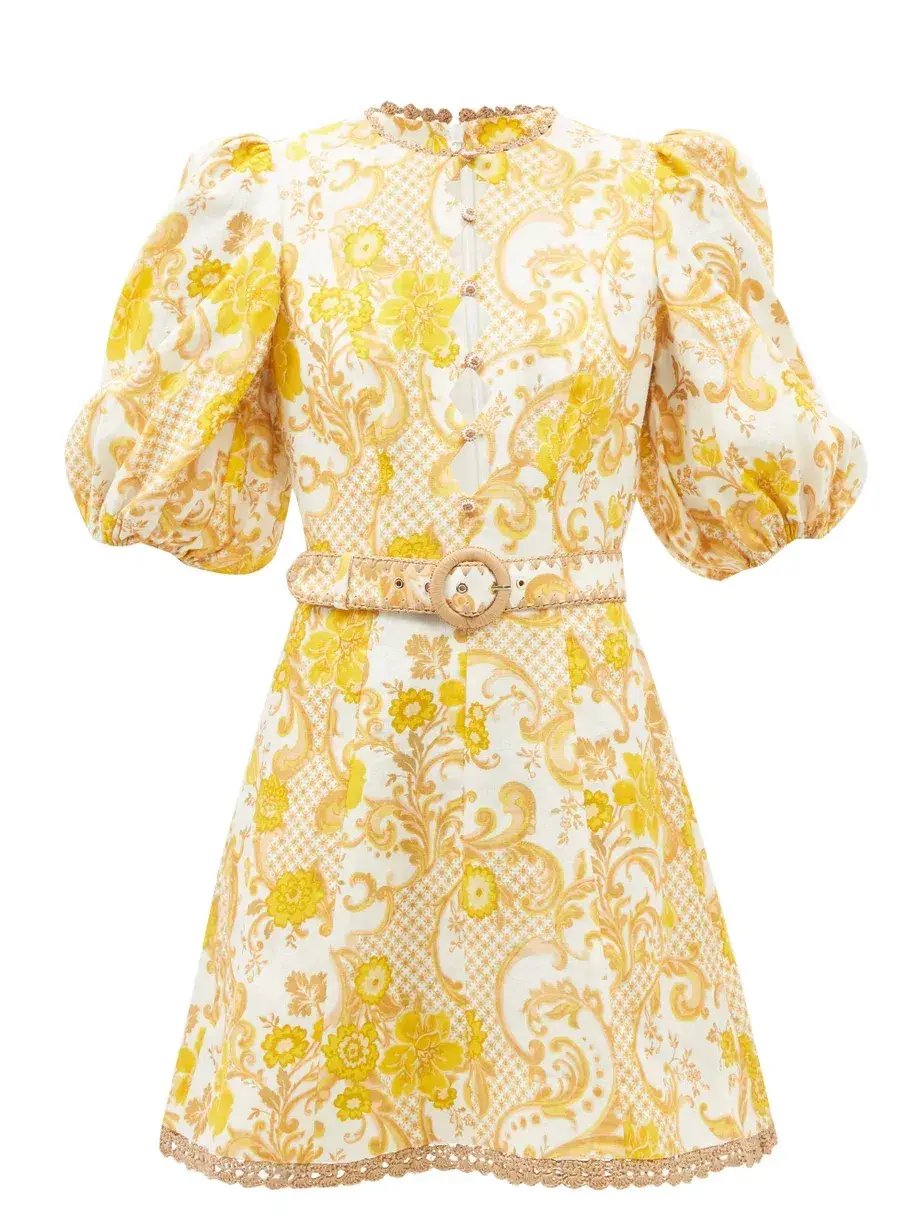 Zimmermann Postcard Mini Dress in Swirl Floral Yellow AU12 (22:05) photo 8