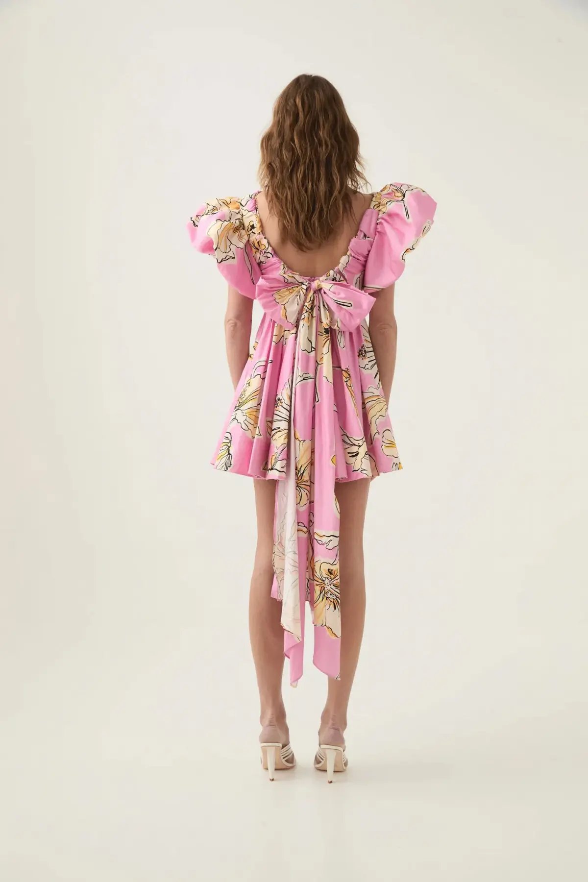 Aje Gretta Bow Back Mini Pink Floral Size AU 14 photo 3