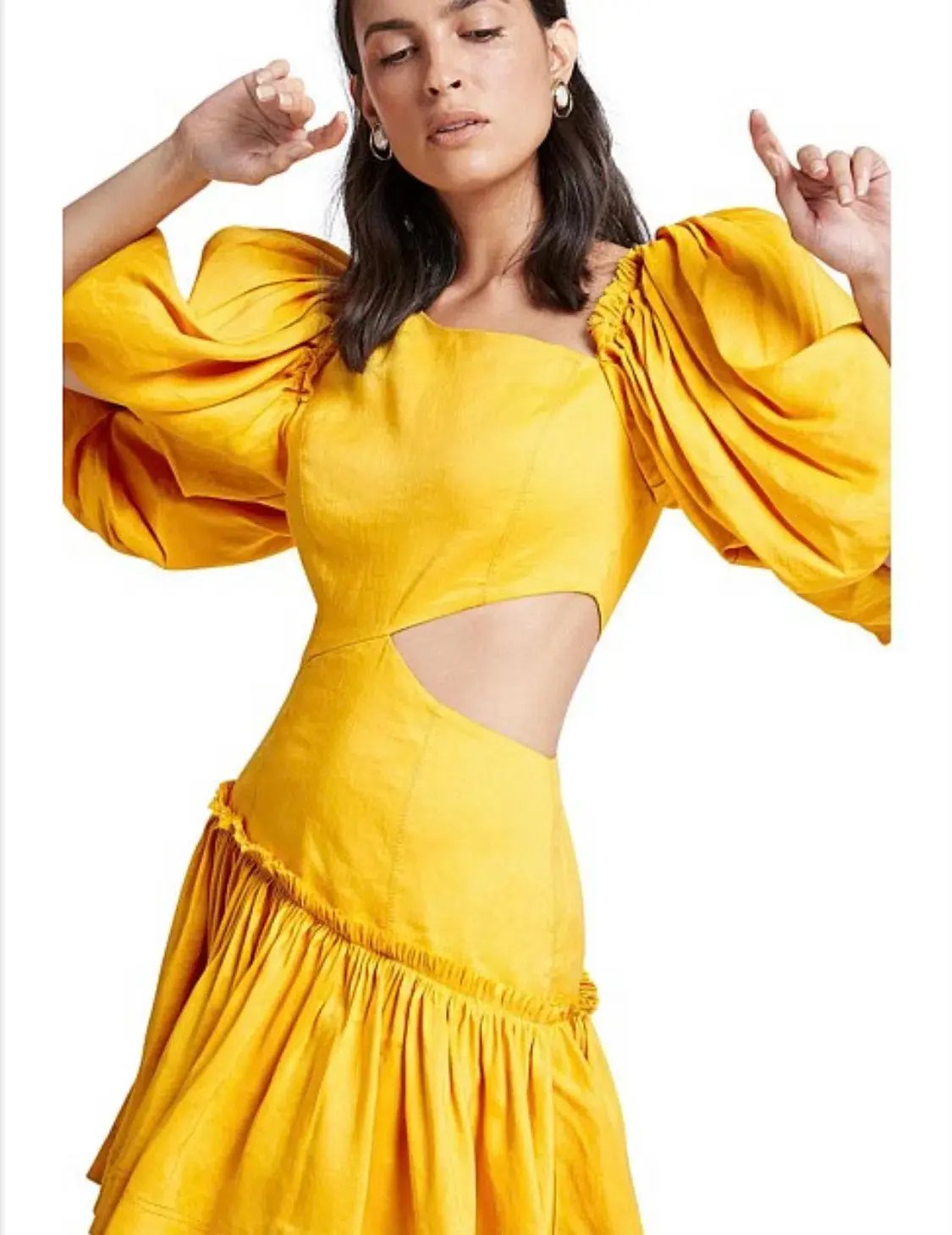 Aje Chateau Mini Dress Yellow Size 4 photo 3