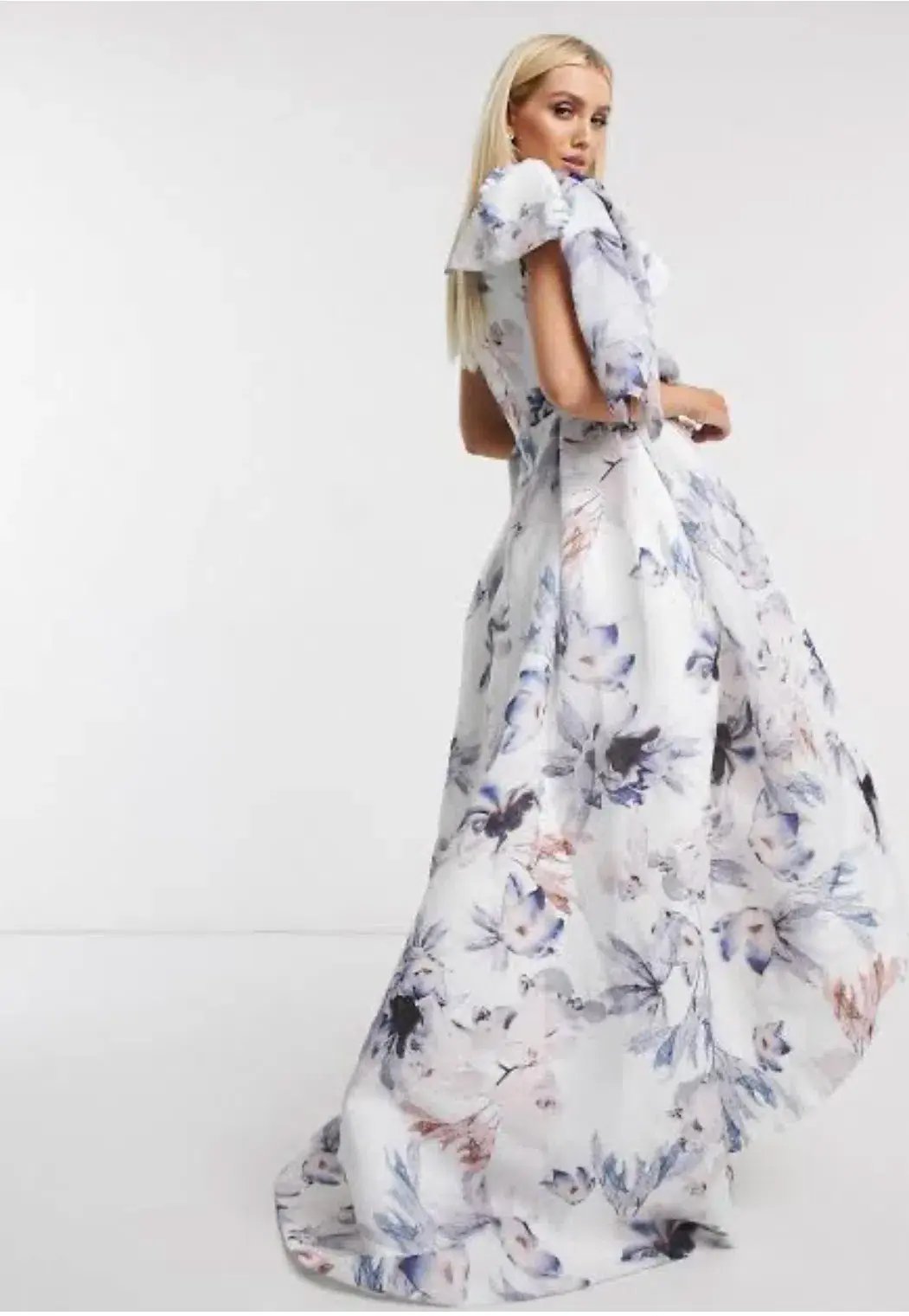 Bariano Josephine One Shoulder High Low Gown Floral Size 6 photo 4