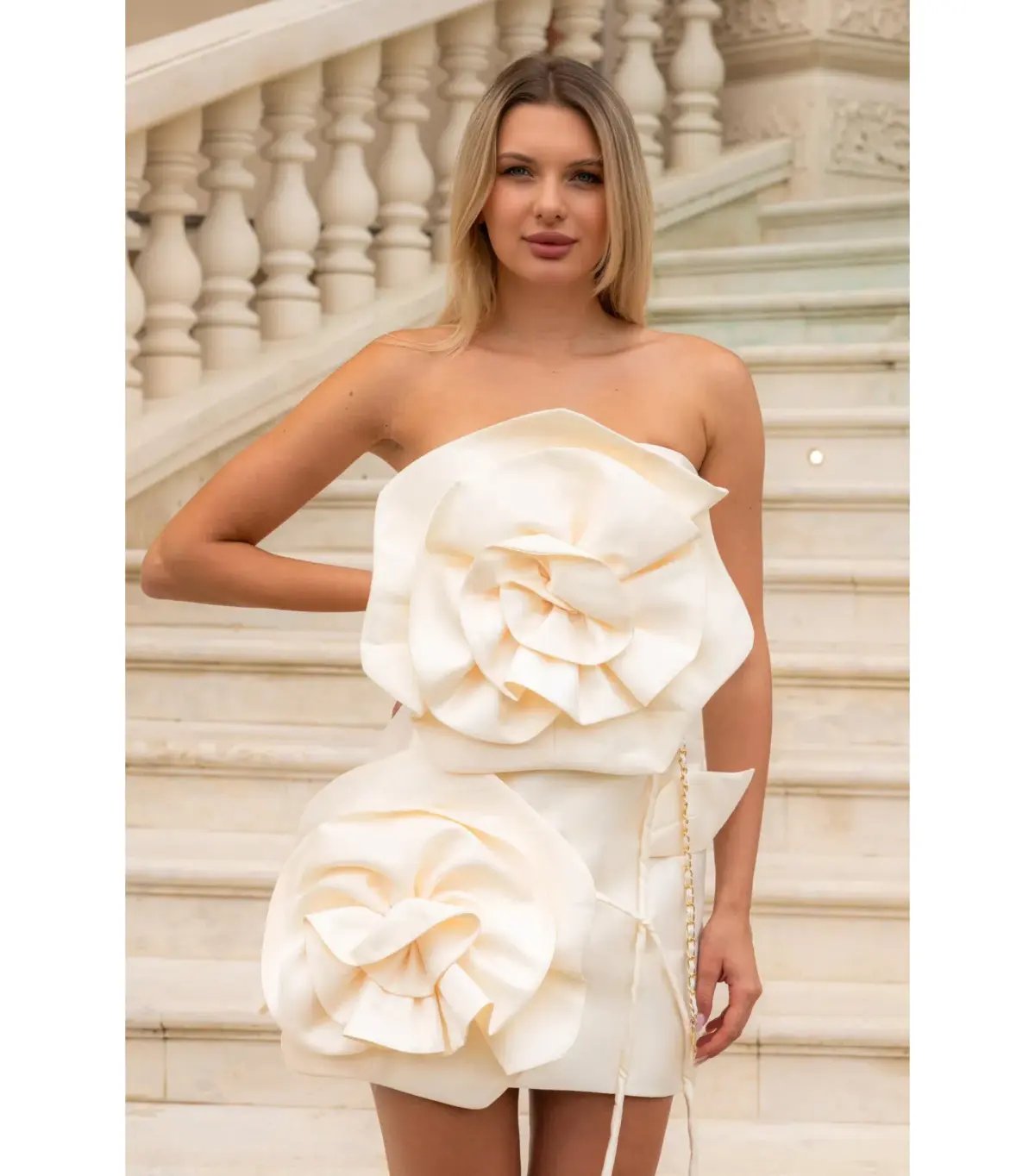 Sierra Darien Voluminous Flower Design Dress Silver Size AU 8 photo 5