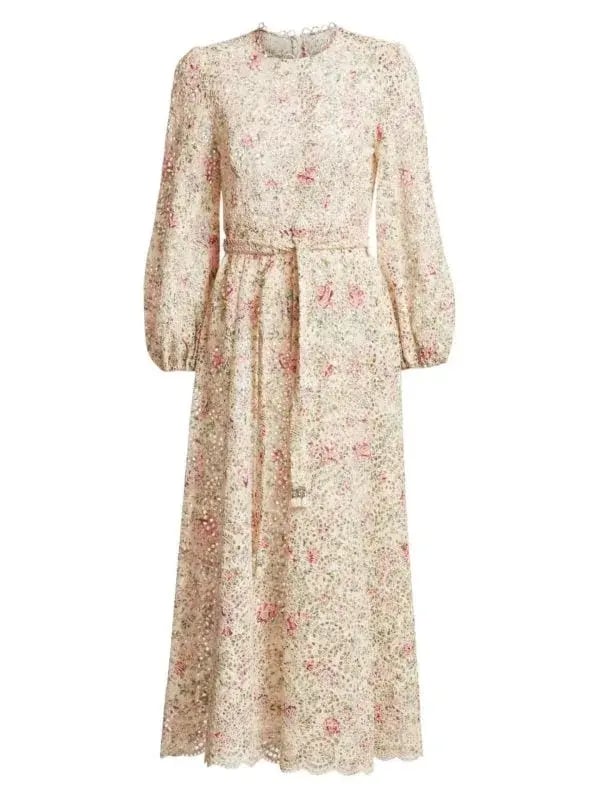 Zimmermann Honour High Neck Dress Cream Floral Size 1/AU 10 photo 5
