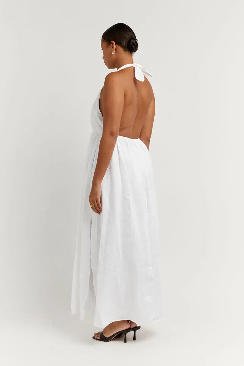 Dissh Cooper Linen Midi Dress White Size 10 photo 3