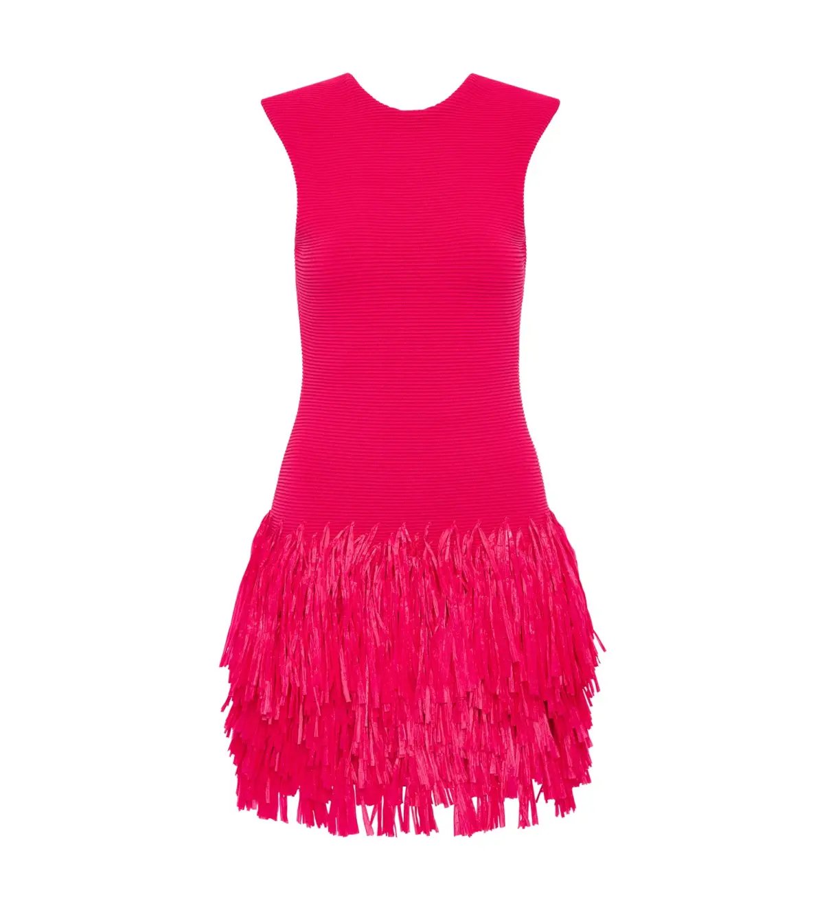 Aje Rushes Raffia Knit Mini Dress Deep Fuschia Size 12 photo 4