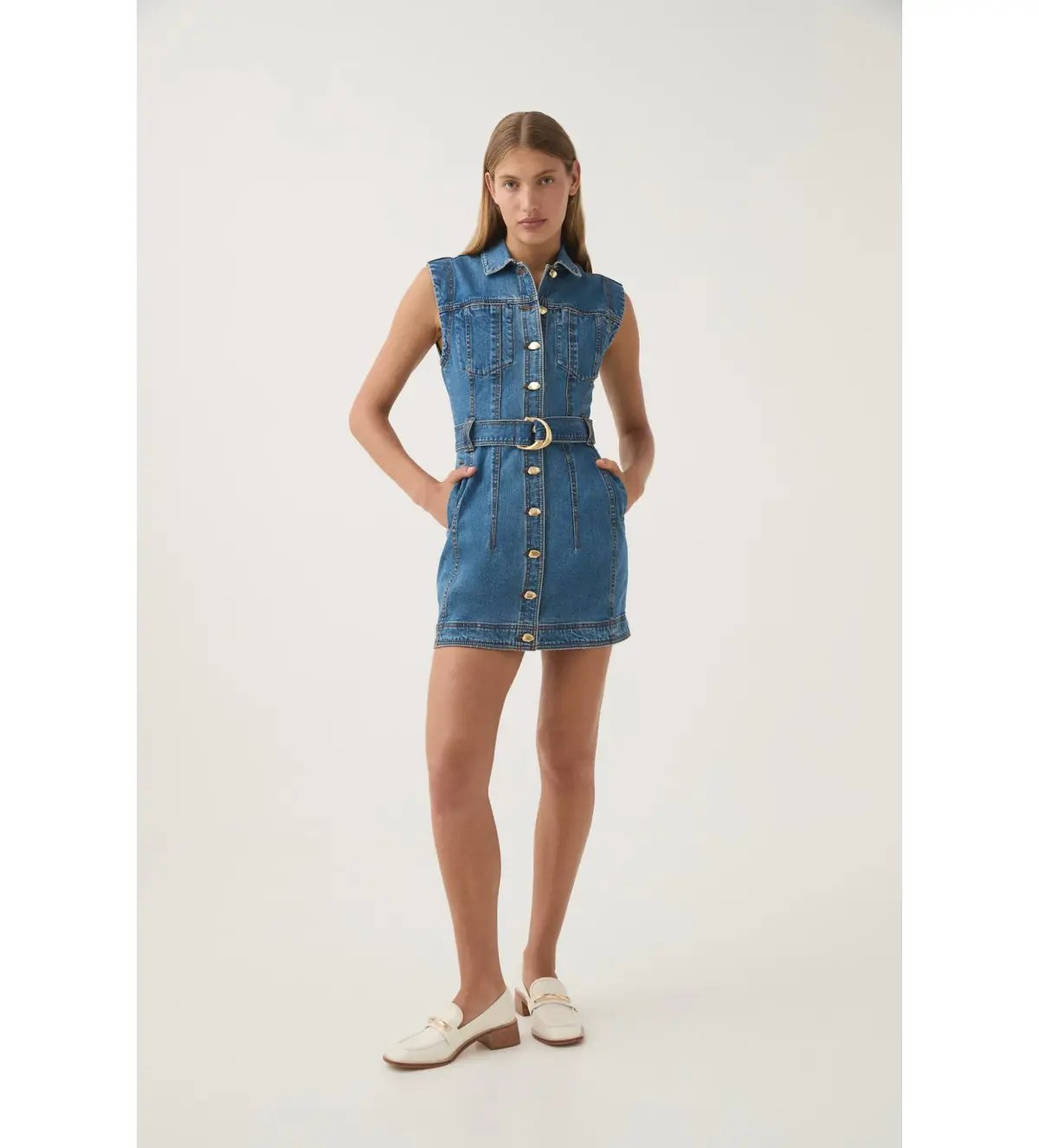 Aje Darcie Denim Mini Dress Blue Size 8 photo 2