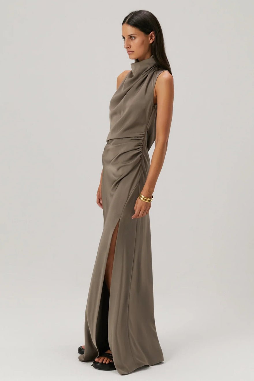 Misha Collection Constantina Satin Gown Grey photo 3