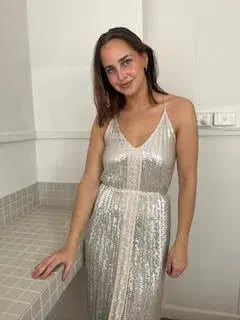 Flannel Silver Sequin Midi Dress Size 10 photo 2