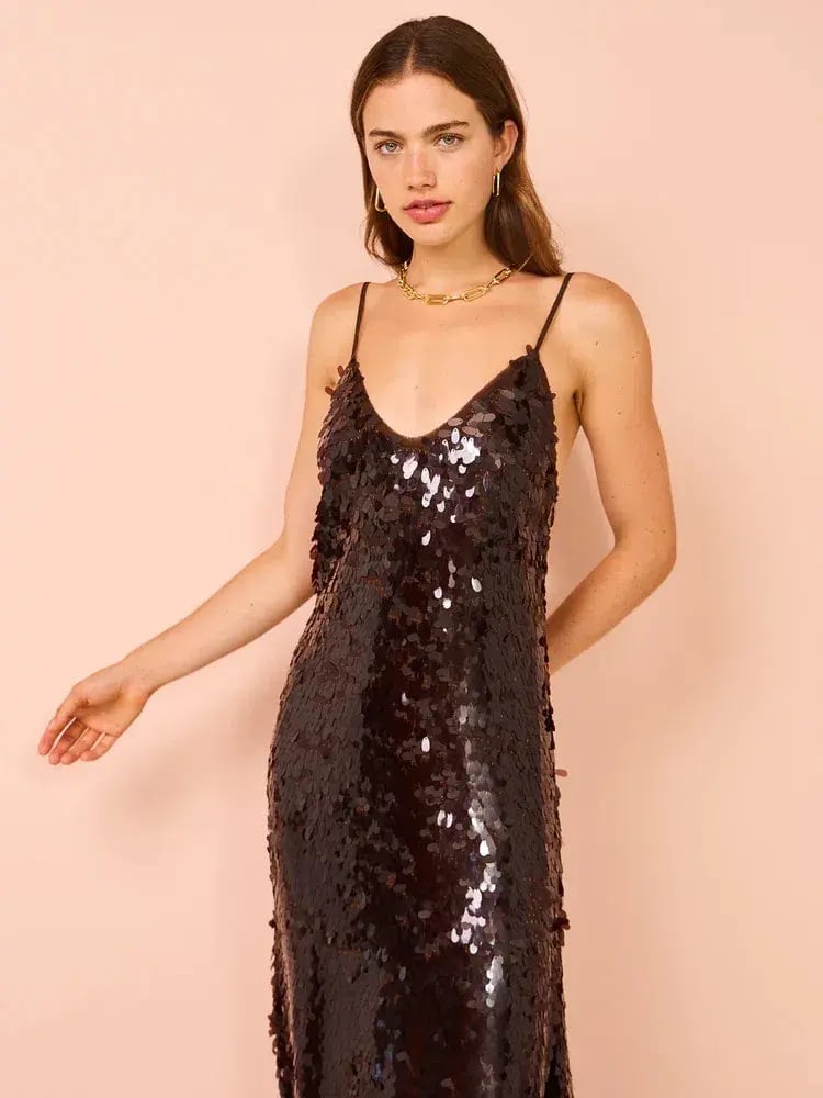 Alemais Geanie Sequin Gown Chocolate Brown Size 8 AU photo 6