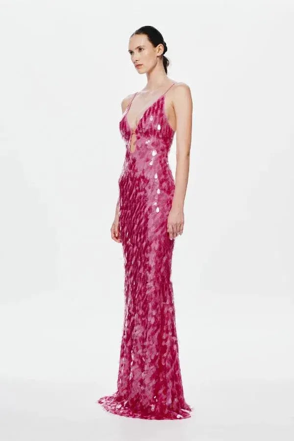 MISHA The Sapphire Sequin Maxi Dress Fuchsia Size 6/XS photo 2