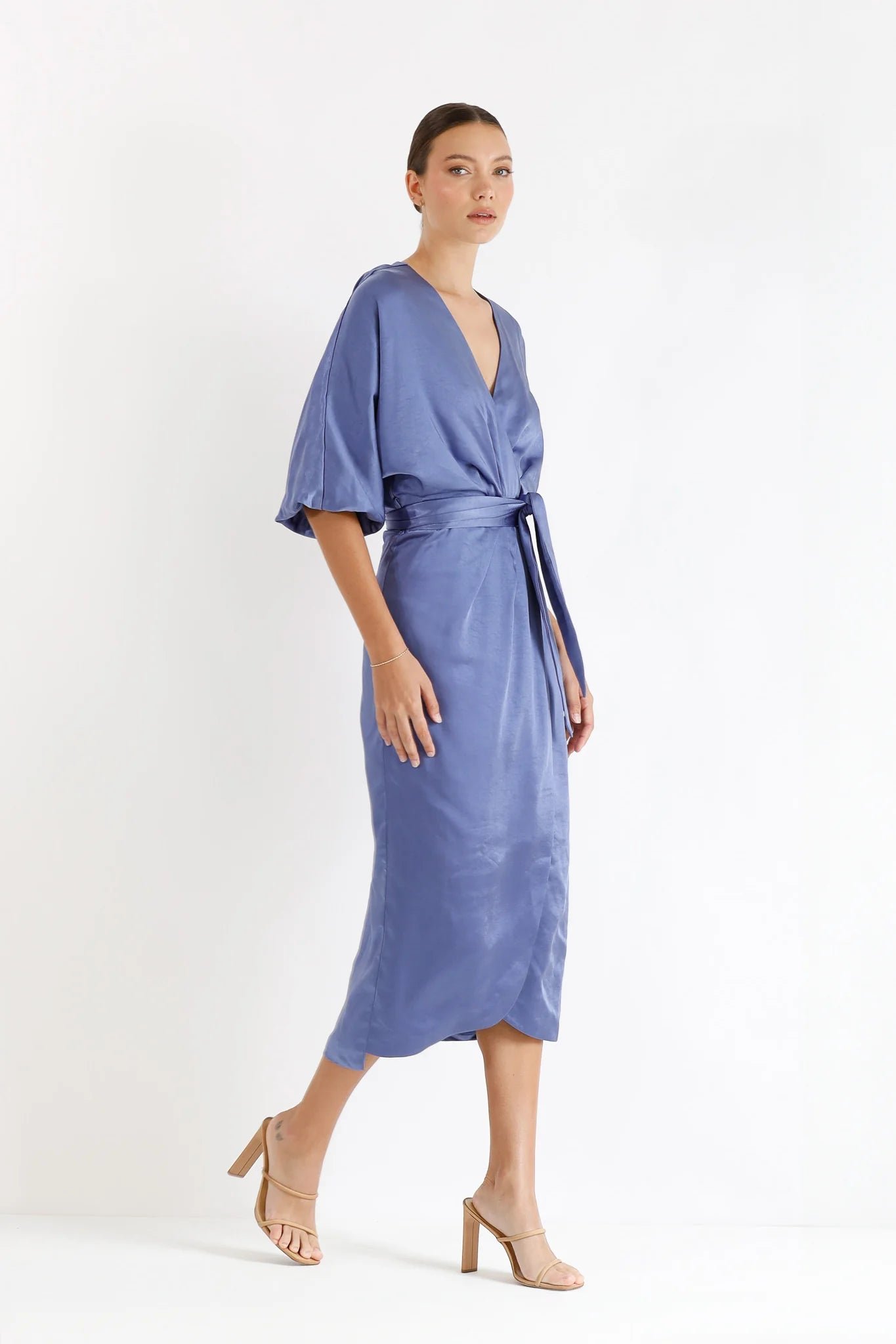 PASDUCHAS FIRST LIGHT WRAP MIDI DRESS - CORNFLOUR photo 6