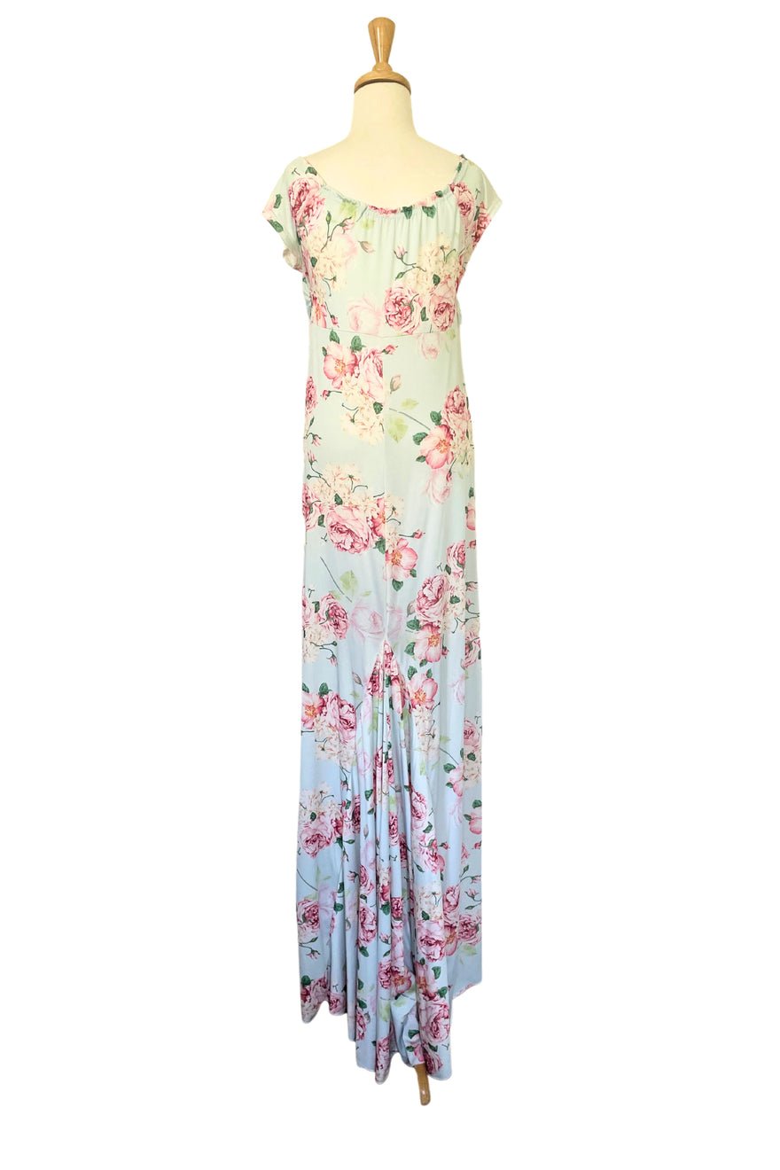 Mama Rentals Gracie Mint Floral Fitted Maxi Dress photo 3