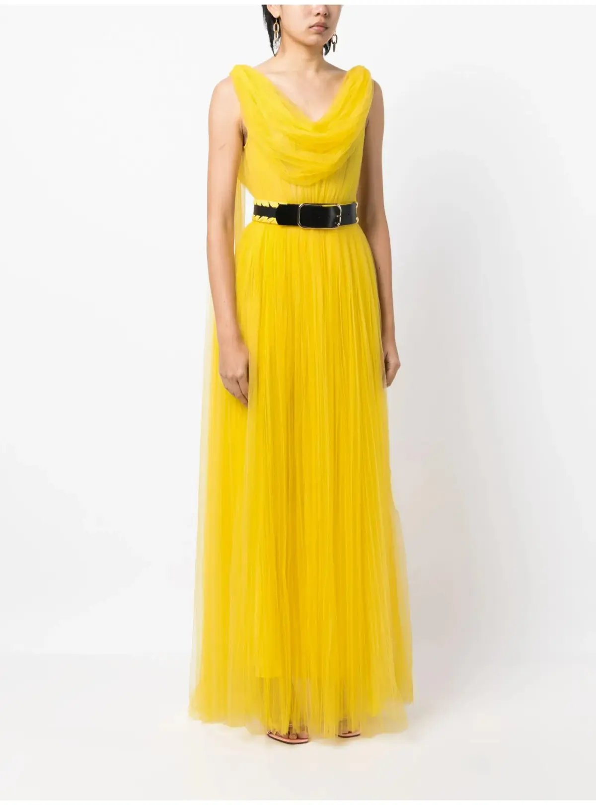 Leo Lin Juno Draped Floor Length Dress Yellow Size AU 12 photo 2