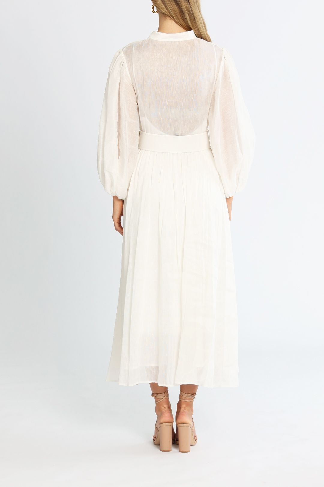 Valentina Silk Linen Midi Dress - White photo 3