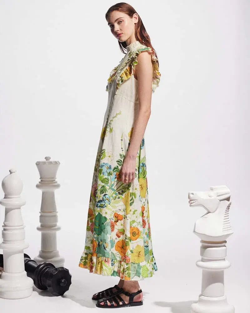 Alemais Constance Midi Ruffle Dress Floral Size 8 AU photo 13