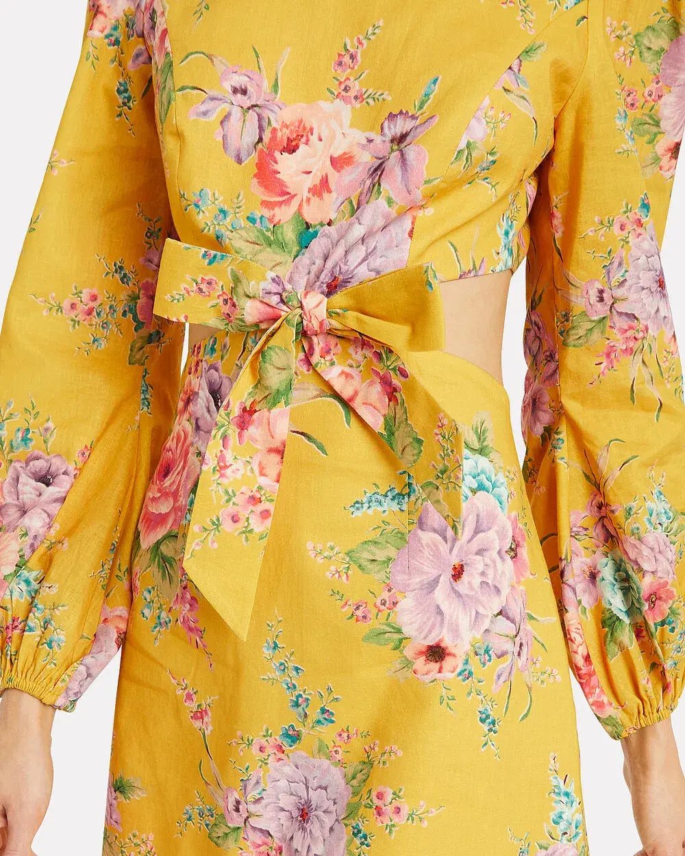 Zimmermann Zinnia Bow Cut Out Short Dress Golden Floral Size 1 / AU 10 photo 4
