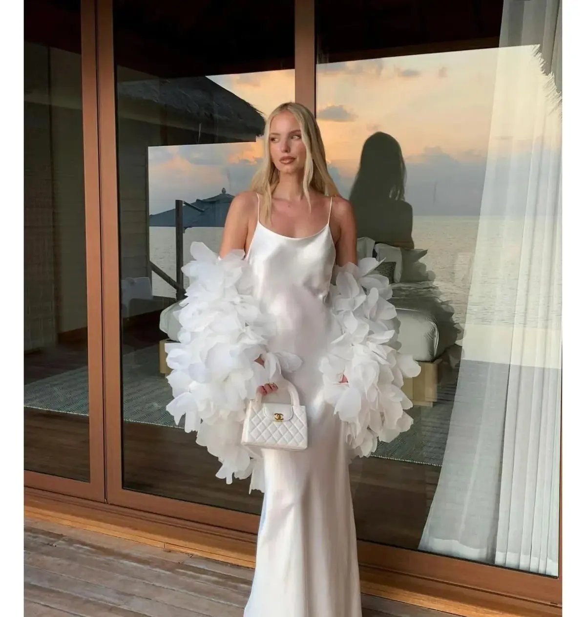 Selezza Lucia Flower Bomber In White Size S / AU 8 photo 5