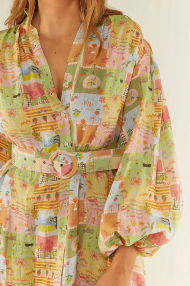 Palm Noosa Noddy Dress Noosa Tiles Print Multi photo 5