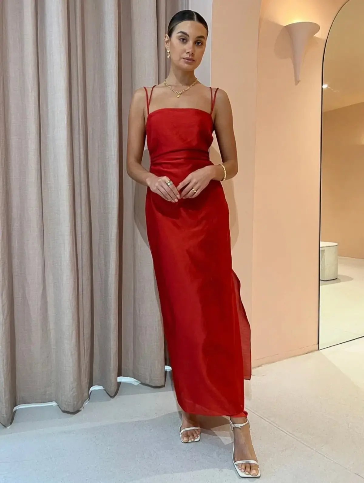 Sir The Label Lucelia Cut Out Midi Dress Red Size 10 photo 3