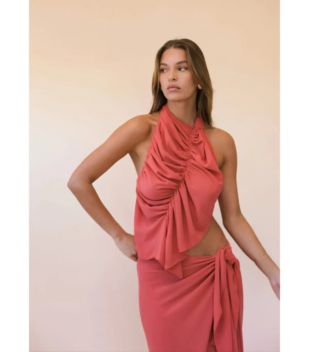 Koster Kulture Bobbies Top and Maxi Skirt Set in Coral Size S / AU 8 photo 2