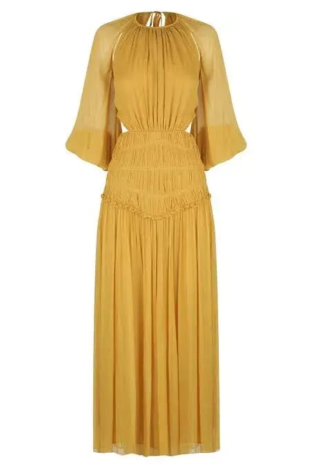 Shona Joy Iris Cut Out Backless Midi Dress Saffron Yellow Size 10 photo 7