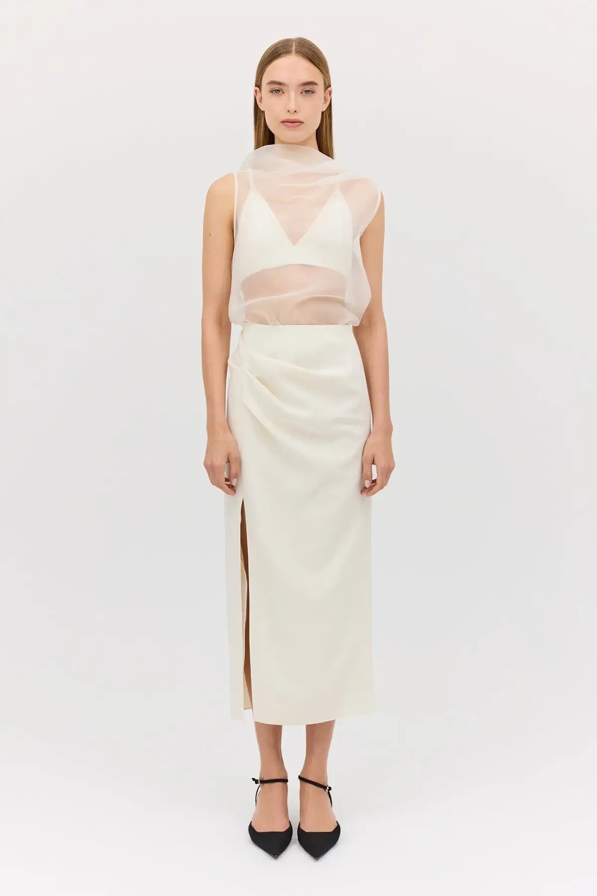 Bianca Spender Cream Organza Cezanne Top Size 10/M photo 4